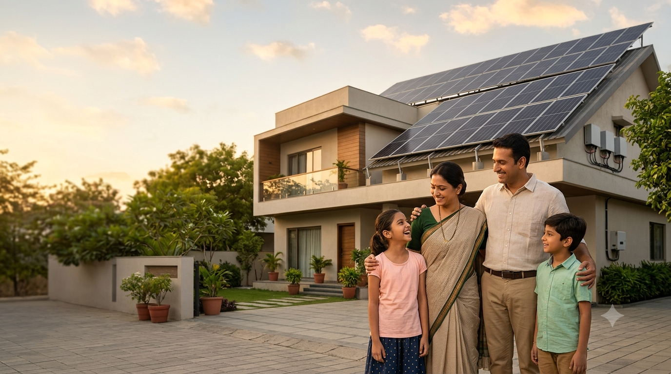 Solar panels installed on a modern home