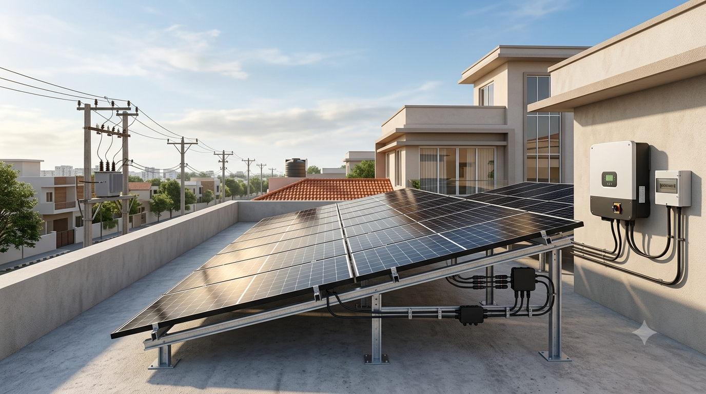Solar inverter installed with rooftop system